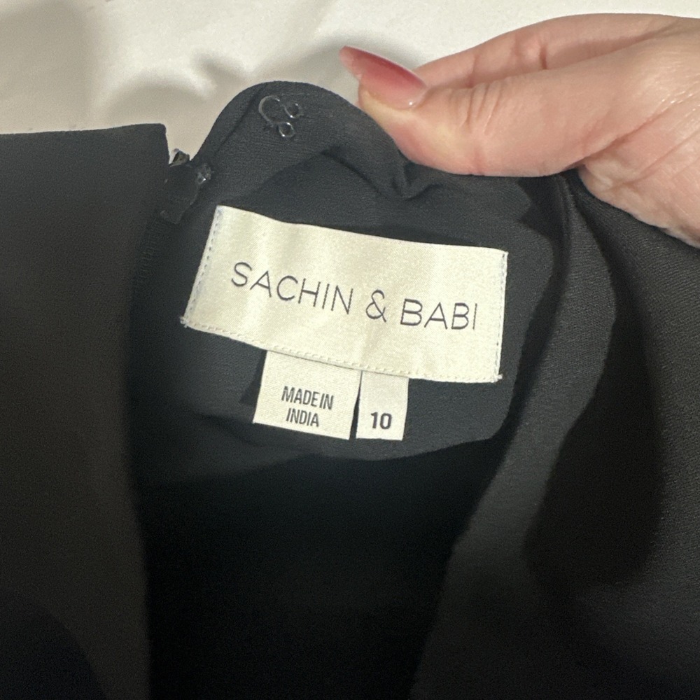 NEW $1095 SACHIN & BABI [ 10 ] Monica Sleeveless Sequined BallGown Black #J2111 - Picture 6 of 16